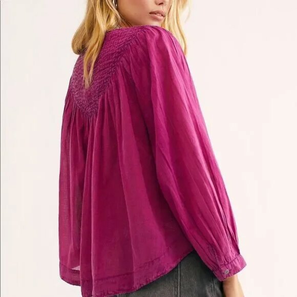 We the Free fuchsia long sleeve Top Sz M - Picture 2 of 7